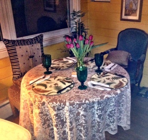 The table is set at Hodge Podge Lodge